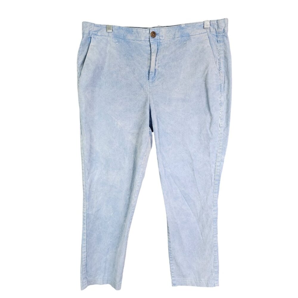 Womens Gap Blue Khaki Pants Girlfriend Chino Straight High Rise Light Wash 14